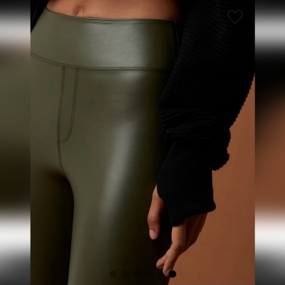 OFFLINE by Aerie Real Luxe High-Waisted Faux Leather Leggings (Olive) - NWT - Picture 3 of 6